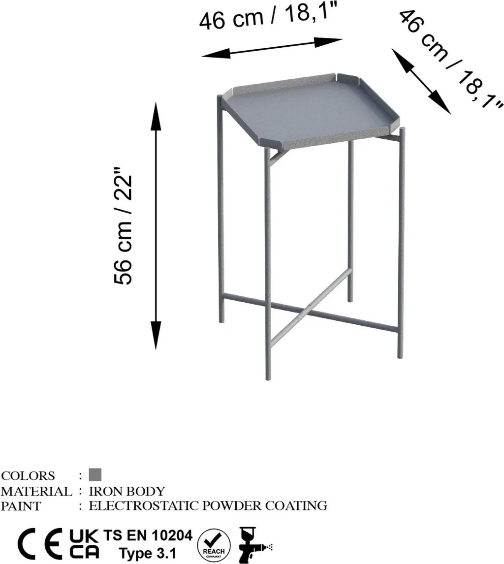 Tavolinë kafeje Hanah Home, Shb-008-C, ngjyrë gri - 6