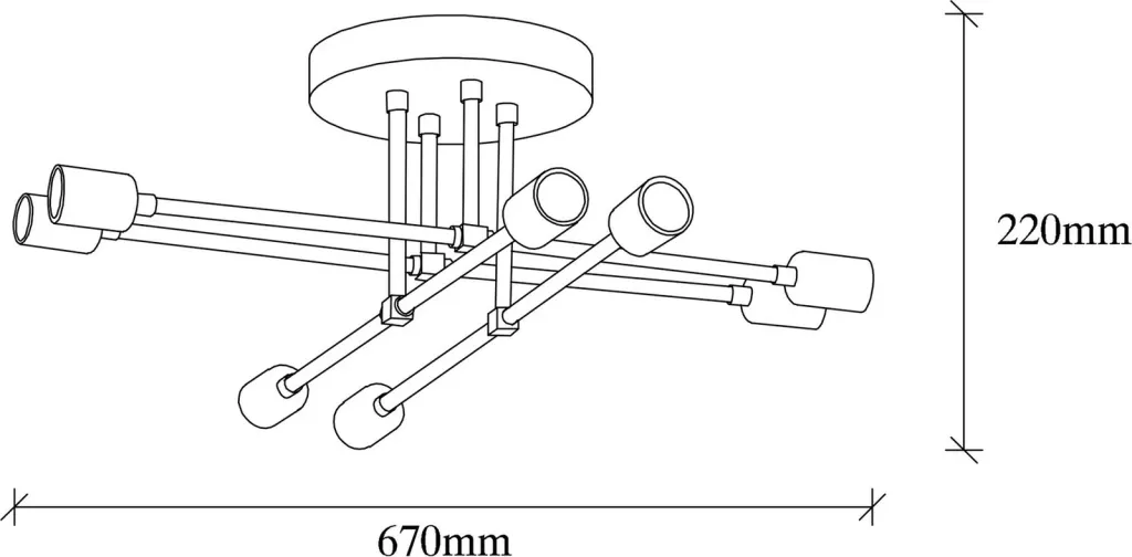 Llambë varëse tavani Opviq, model Exhaust, e zezë, 67x67cm, 8xE27 - 3