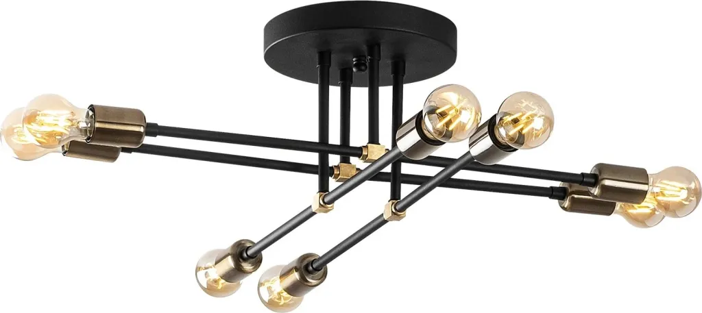 Llambë varëse tavani Opviq, model Exhaust, e zezë, 67x67cm, 8xE27 - 4