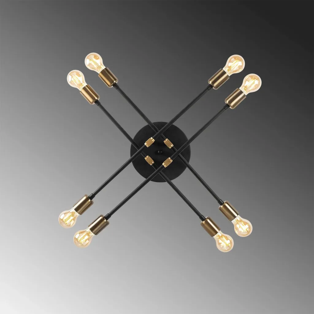 Llambë varëse tavani Opviq, model Exhaust, e zezë, 67x67cm, 8xE27 - 6