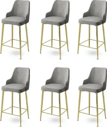 Set karrigesh për bar (6 copë), Hanah Home, Enox, gri dhe ari