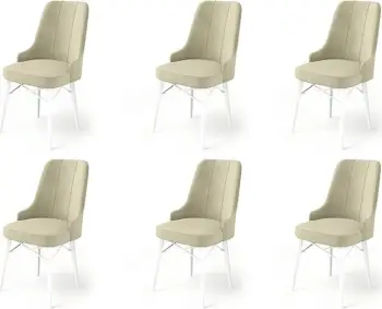 Set karrigesh për bar (6 copë), Hanah Home, Alte, krem dhe e bardhë