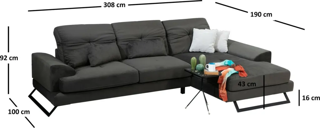 Kënd-sofë Atelier del Sofa, Frido kënd i djathtë (L3+Chl), anthracite - 13