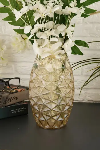 Vazo dekorative, xham i artë, Aberto Design, Sedef D26B
