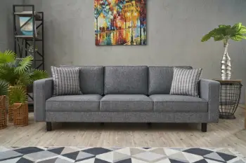 Divan treshe Atelier del Sofa, Kale Linen, ngjyrë gri