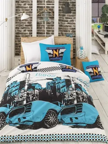 Set mbulesë për jorgan dopio L'essentiel, Bolide, ngjyrë turquoise