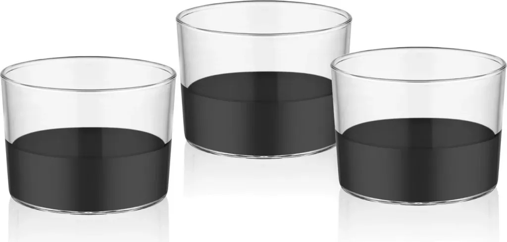 Set 3 copë tas qelqi Hermia, DRK0006, ngjyrë e zezë - 1