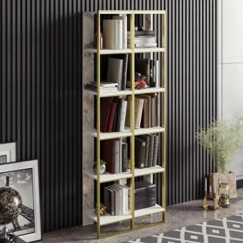 Raft librash Hanah Home, Polka, i bardhë dhe i artë