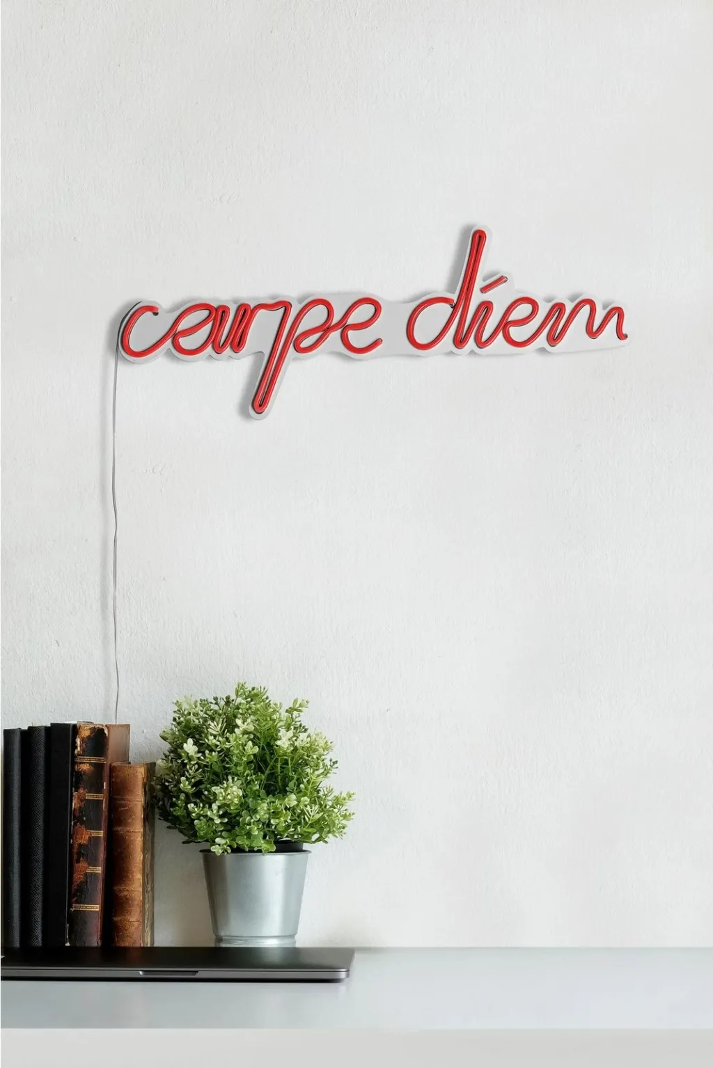 Dritë dekorative LED në mur, plastikë, 'carpe diem', e kuqe - 5