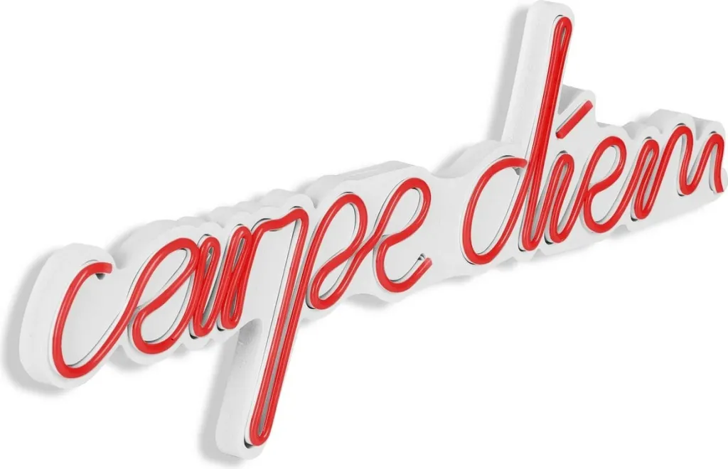 Dritë dekorative LED në mur, plastikë, 'carpe diem', e kuqe - 8
