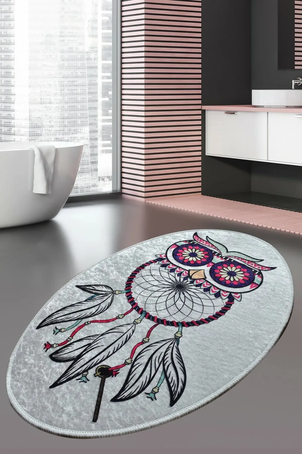 Qilim oval Dream Oval DJT, shumëngjyrësh, 60x90cm - 1