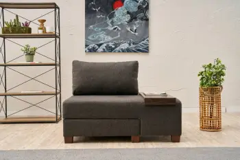 Krevat-kolltuk një vendësh, Atelier del Sofa, Perenna Linen, kënd i djathtë, ngjyrë antracit