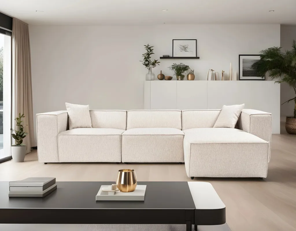 Këndare Lora, ngjyrë kafe e çelët, me pouffe, 4 pjesë - 2