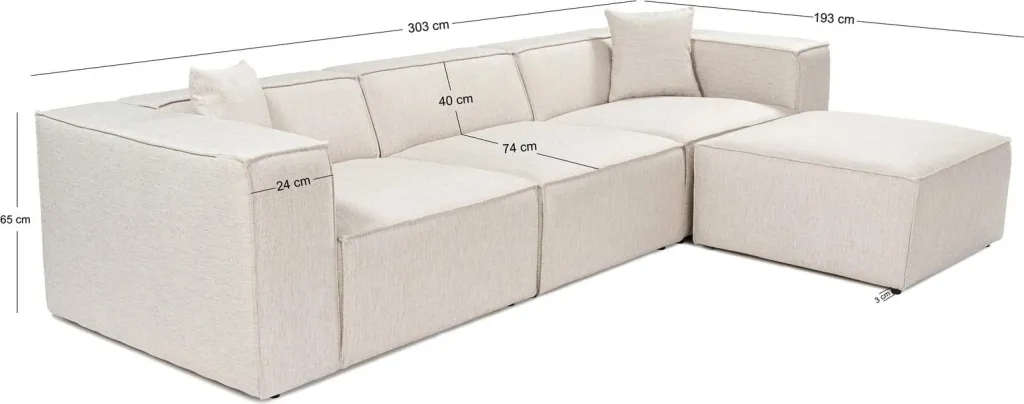 Këndare Lora, ngjyrë kafe e çelët, me pouffe, 4 pjesë - 19