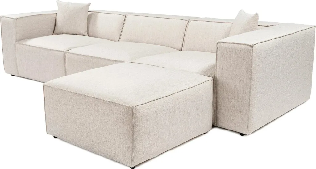 Këndare Lora, ngjyrë kafe e çelët, me pouffe, 4 pjesë - 6