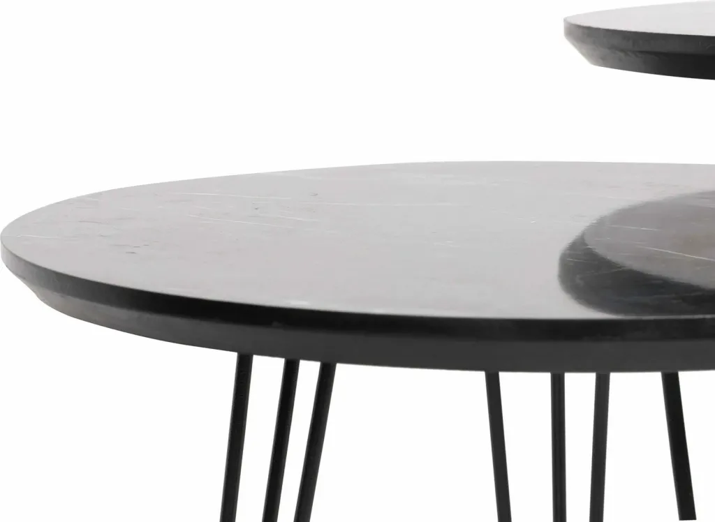 Set tavolinash ndihmëse, model mermeri i zi, 3 copë, Hanah Home - 5