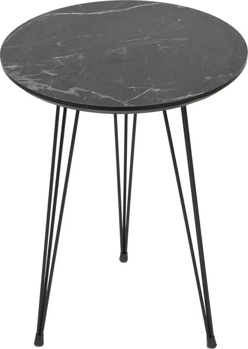 Set tavolinash ndihmëse, model mermeri i zi, 3 copë, Hanah Home - 6