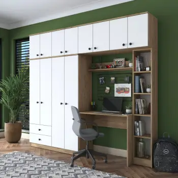 Set Dhome Gjumi për Studim BA122, arrë, bardhë