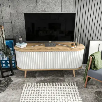 Komodë TV Hanah Home, ngjyrë lisi Oud, e bardhë