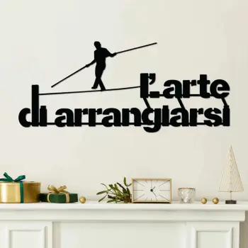 Aksesor dekorativ metalik për mur, Wallity Arrangiarsi 3, ngjyrë e zezë, 60x25cm