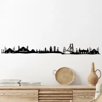 Aksesor dekorativ metalik për mur, Wallity, skyline i Stambollit