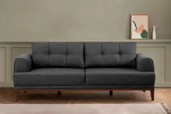Divan treshe Atelier del Sofa, Vina 3, anthracite, walnut