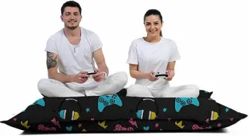 Jastëk i madh për kopsht, dizajn për lojëra, ngjyrë e zezë, Atelier del Sofa