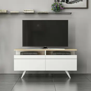 Komodinë për TV Berlin 120, lis, bardhë