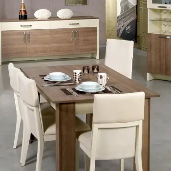 Tavolinë ngrënieje zgjatshme, ngjyrë lisi i errët, Hanah Home