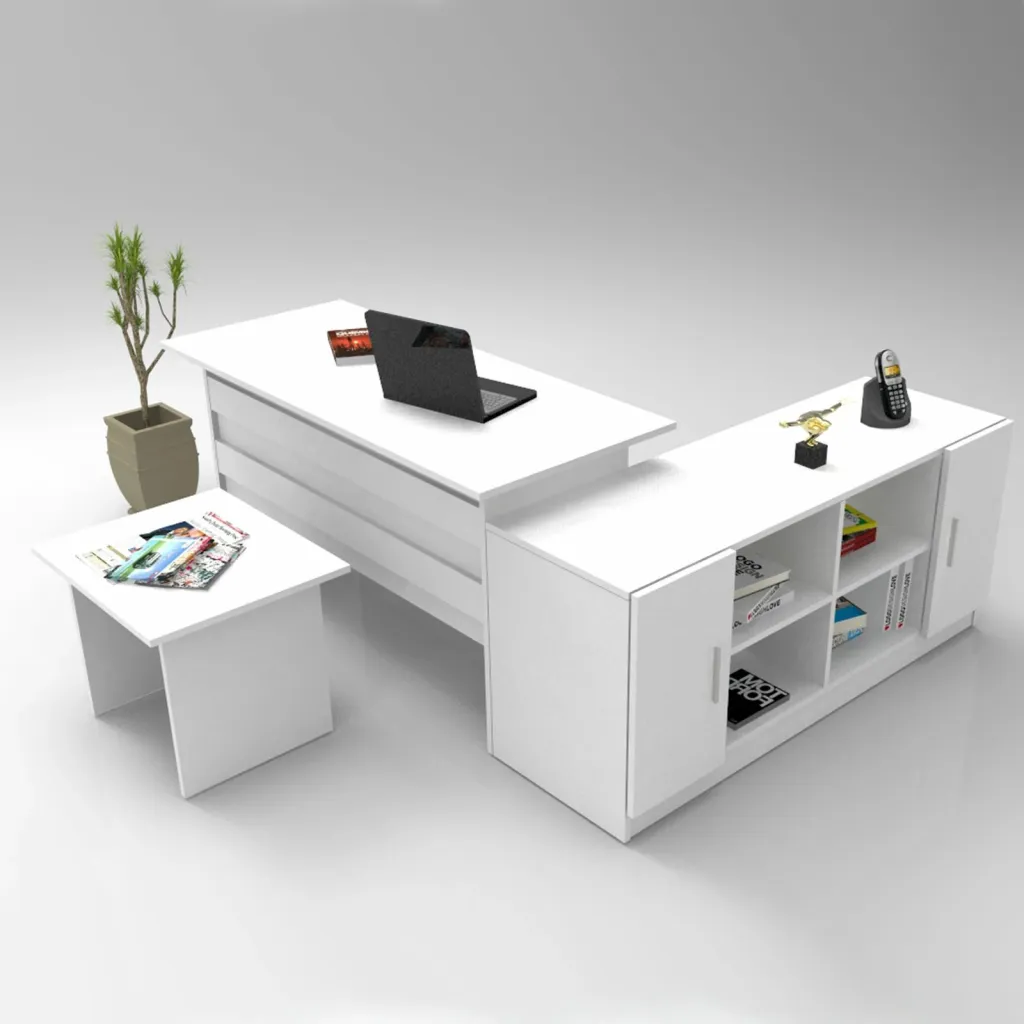 Set mobiljesh për zyre Hanah Home, Vo10-W, ngjyrë e bardhë - 1
