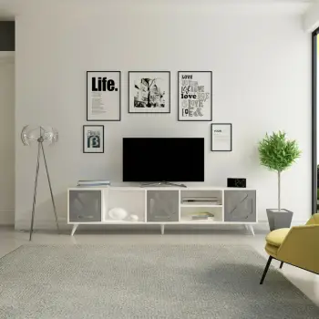 Komodinë për TV Sinef, bardhë, antracit