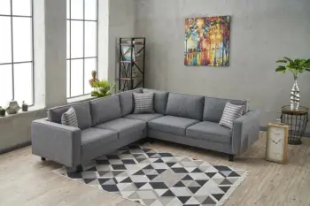 Këndore Atelier del Sofa, pëlhurë Kale, ngjyrë gri