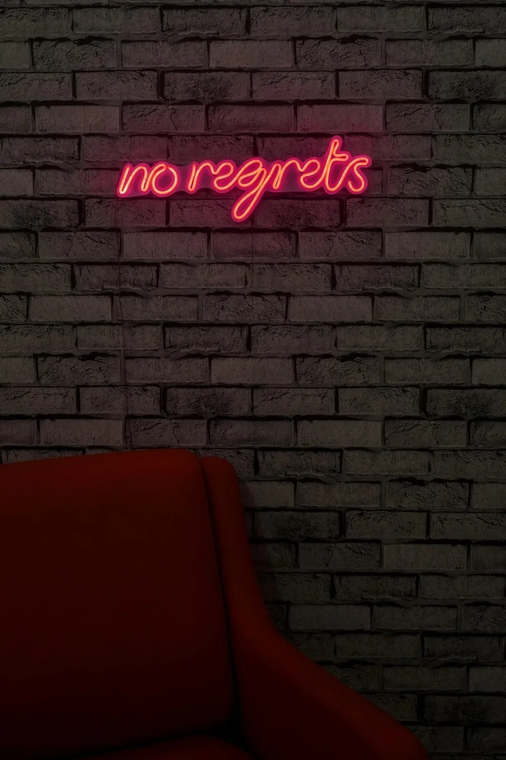 Dekor dritash LED plastike, ngjyrë rozë, 'no regrets', 52x16x2 cm - 4
