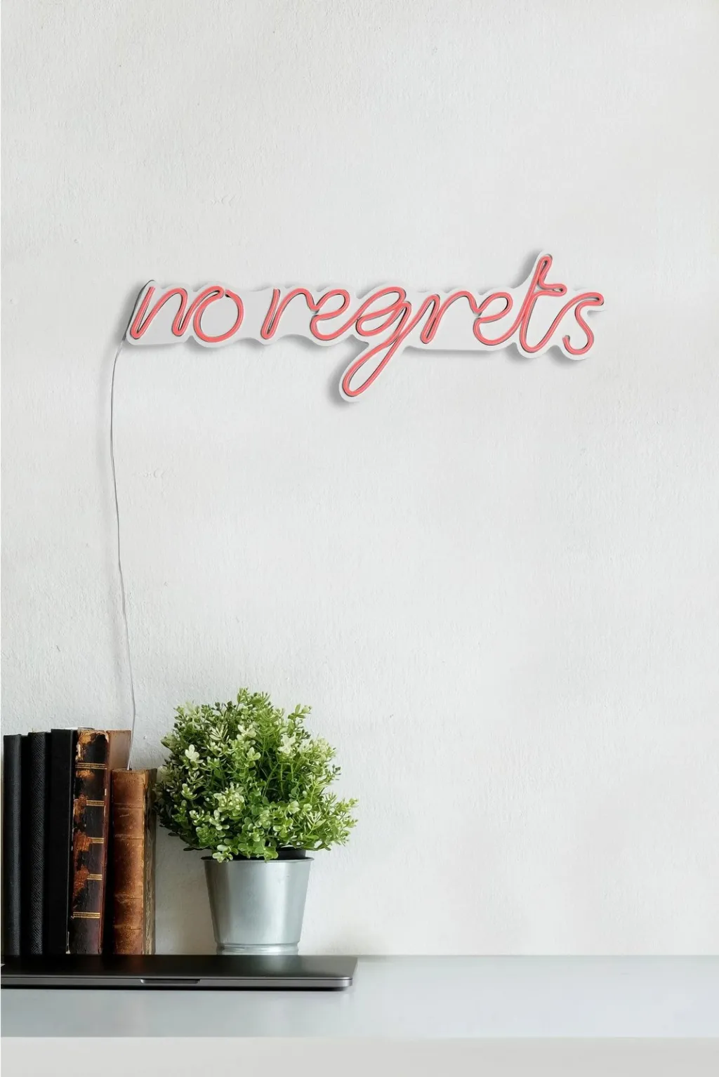 Dekor dritash LED plastike, ngjyrë rozë, 'no regrets', 52x16x2 cm - 5