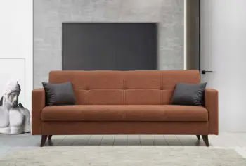 Divan-krevat treshe, ngjyrë e kuqe tullë, Atelier del Sofa, Polya