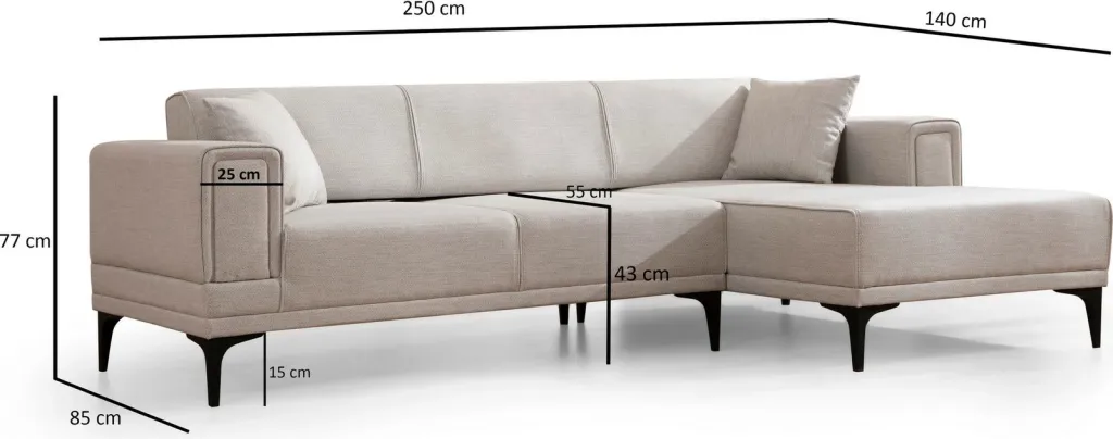 Kënd-sofë krevate Atelier del Sofa, kënd i djathtë, ngjyrë ecru - 8