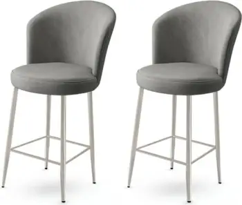 Set karrigesh për bar (2 copë), Hanah Home, Fora, gri, krom