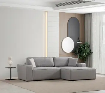 Kënd-sofë krevate Atelier del Sofa, Pırlo kënd i djathtë, gri e çelët