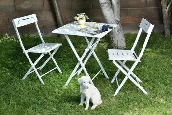 Set Tavolinë & Karrige Kopshti (3 Copë) Bistro Set 2, bardhë