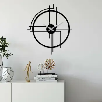 Orë muri dekorative prej metali Wallity, minimaliste, ngjyrë e zezë, 49x43cm