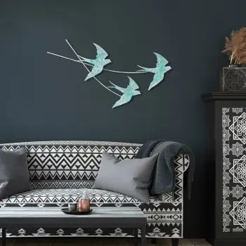 Aksesor dekorativ metalik për mur, Wallity Wallow 4, shumëngjyrësh, 42x70cm