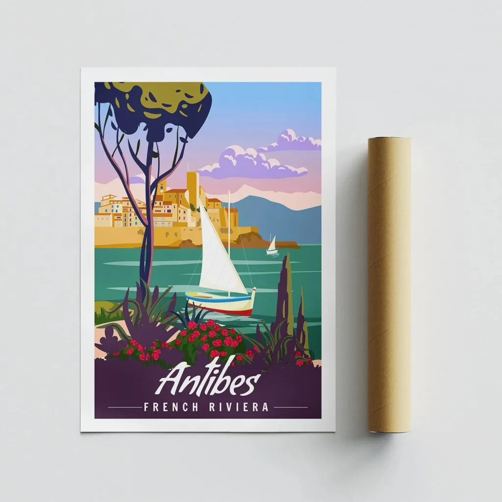 Poster A3, Antibes, French Riviera, shumëngjyrësh, 29.7x42cm - 3
