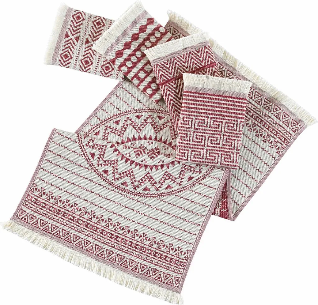 Set peshqirësh për larje (5 copë), Mijölnir, Maya, ngjyrë e kuqe e errët - 3