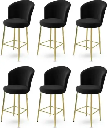 Set karrigesh për bar (6 copë), Hanah Home, Alte, e zezë, ari