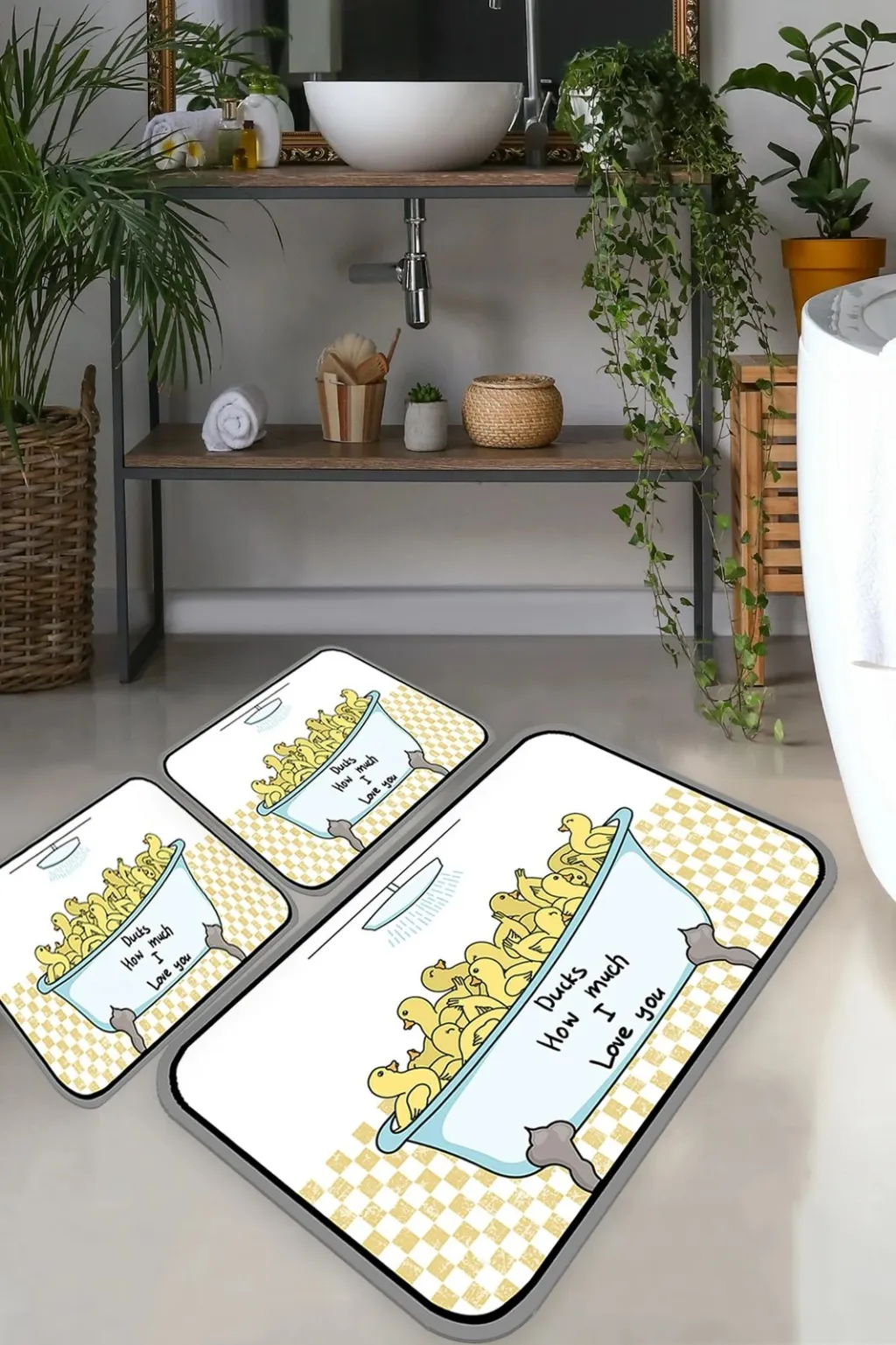 Set tapetash për banjo, 3 copë, Mijölnir, dizajn me rosa - 1
