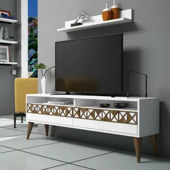 Komodë TV Hanah Home, Line, e bardhë