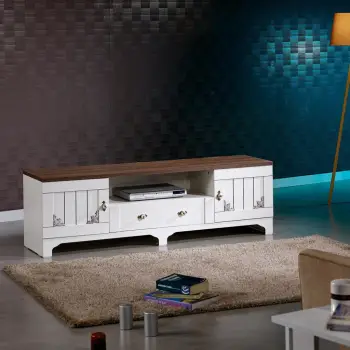 Komodë TV Hanah Home, Gazel 140, e bardhë dhe kafe