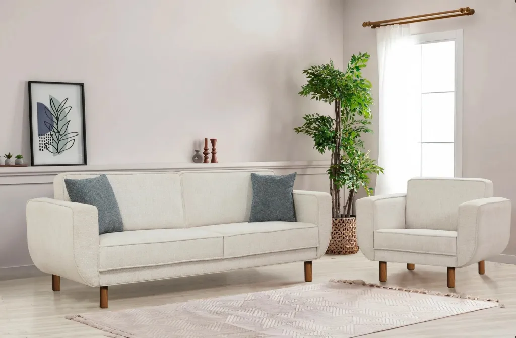 Set divan-krevat Atelier del Sofa, Lorus, arrë, krem - 1