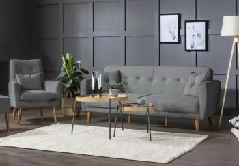 Set divan-krevat me karrige krahu, ngjyrë gri e errët, ARİA-TAKIM4-S 94216