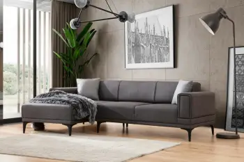 Kënd-sofë krevati Atelier del Sofa, Horizon majtas, ngjyrë gri e errët
